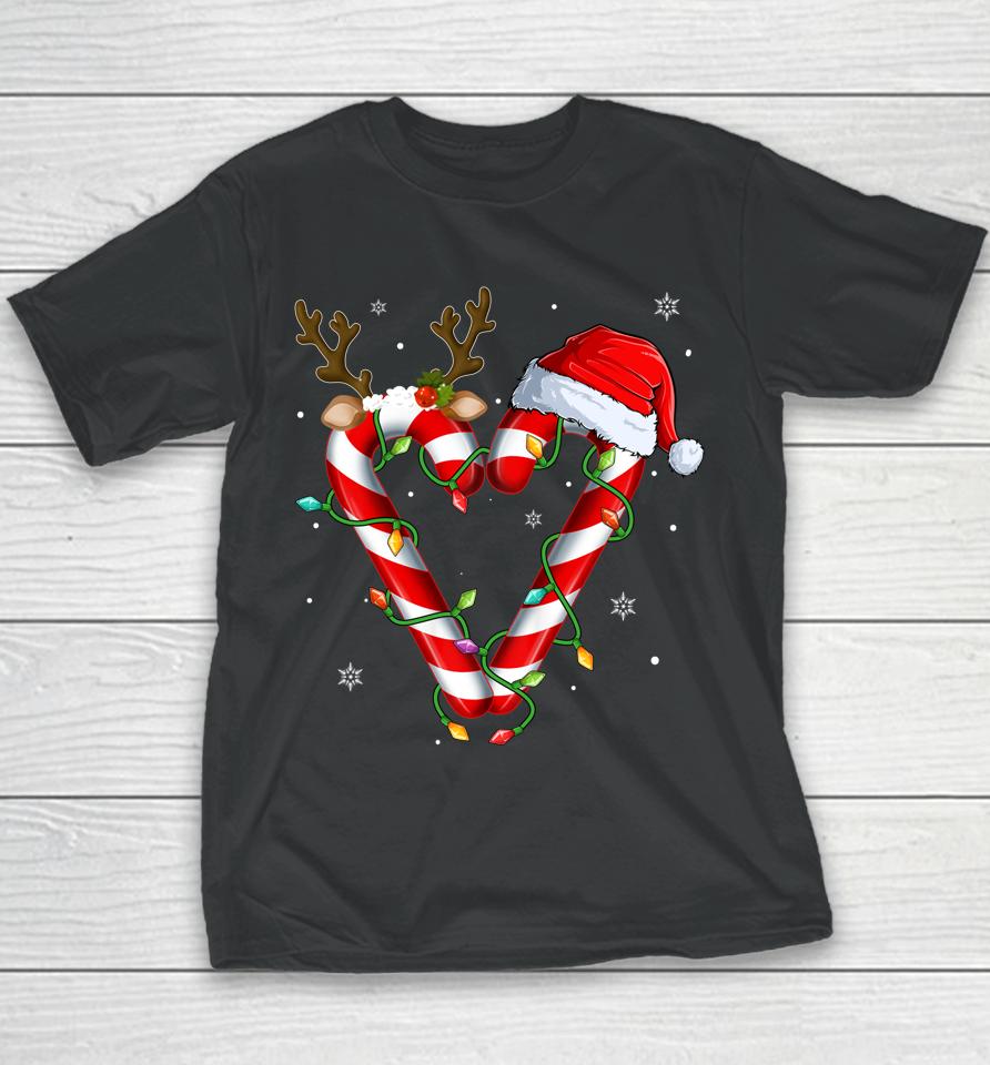 Candy Cane Crew Santa Christmas Lights Xmas Youth T-Shirt