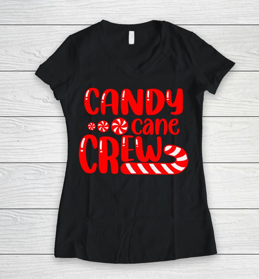 Candy Cane Crew Women V-Neck T-Shirt
