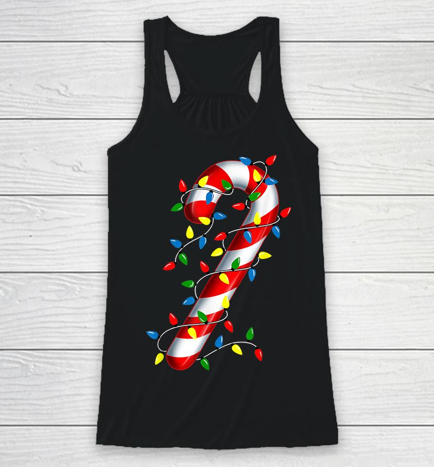 Candy Cane Merry And Bright Christmas Lights Candy Costume Racerback Tank