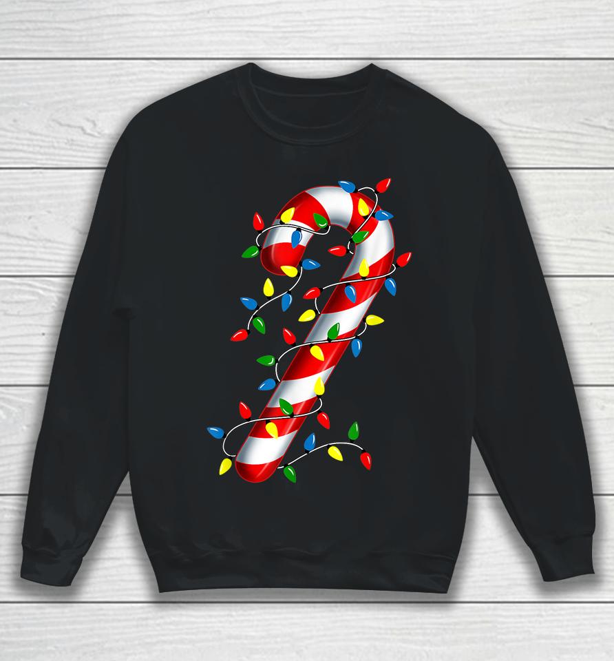 Candy Cane Merry And Bright Christmas Lights Candy Costume Sweatshirt