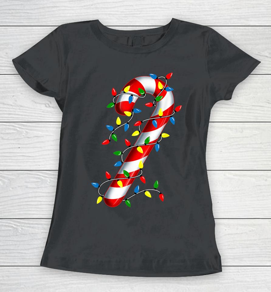 Candy Cane Merry And Bright Christmas Lights Candy Costume Women T-Shirt