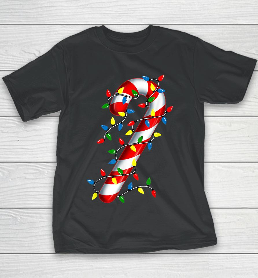 Candy Cane Merry And Bright Christmas Lights Candy Costume Youth T-Shirt