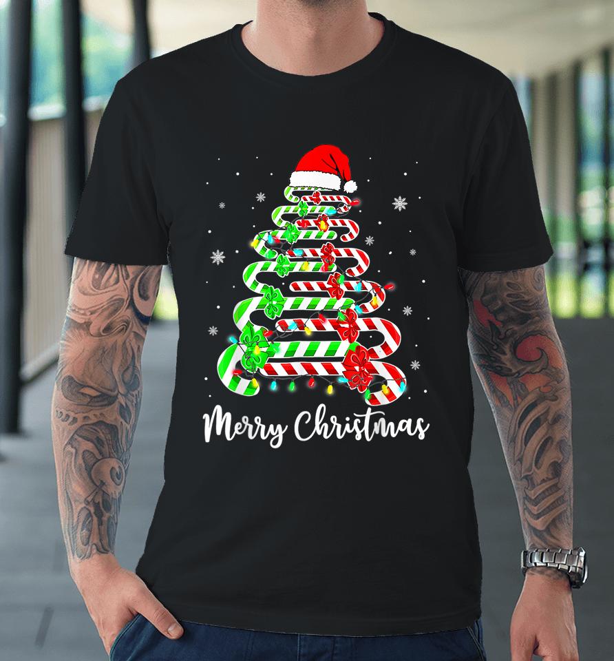 Candy Cane Santa Hat Funny Xmas Tree Merry Christmas Y'all Premium T-Shirt