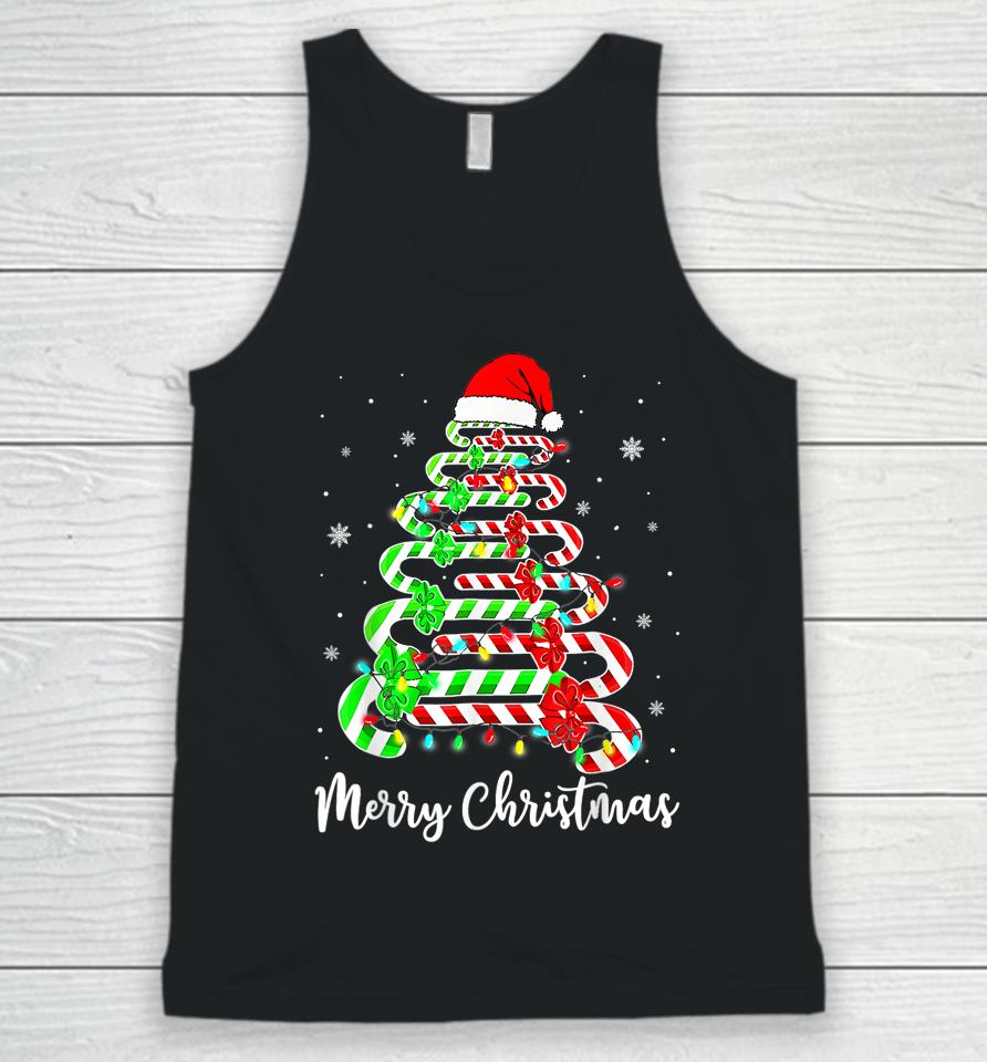 Candy Cane Santa Hat Funny Xmas Tree Merry Christmas Y'all Unisex Tank Top