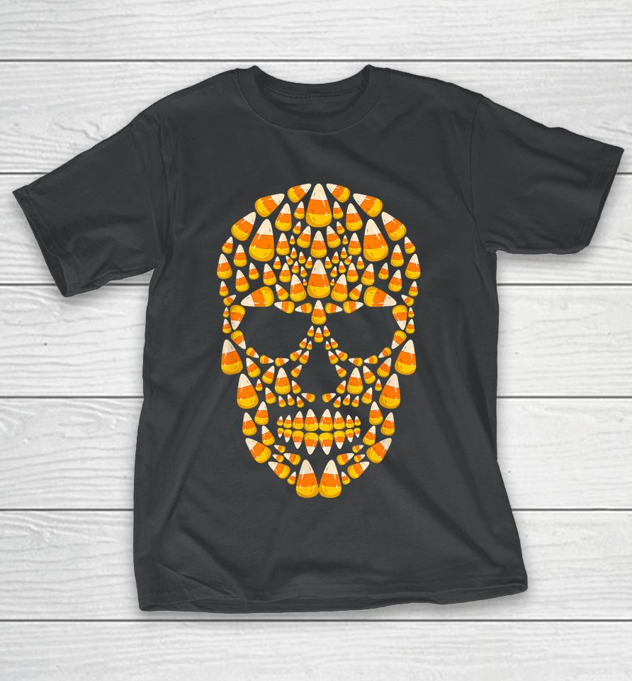 Candy Corn Skull Skeleton Halloween T-Shirt
