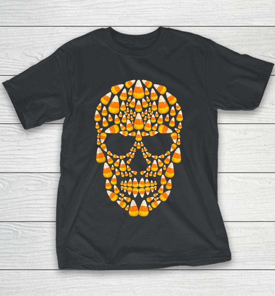 Candy Corn Skull Skeleton Halloween Youth T-Shirt