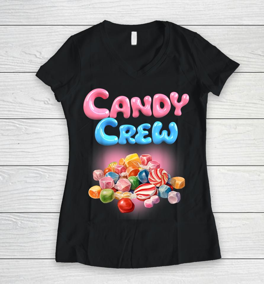 Candy Party Crew Lover Halloween Party Cute Trick Or Treat Women V-Neck T-Shirt