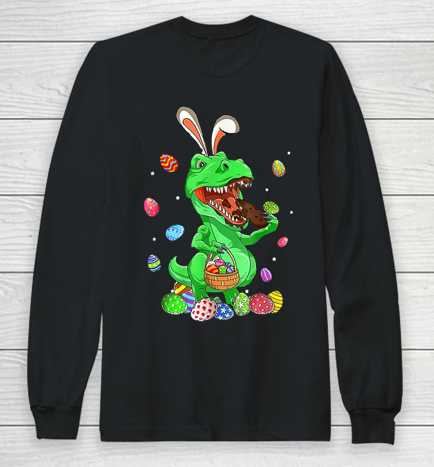 Candy Saurus Bunny Dinosaur Eating Chocolate Easter Candy Long Sleeve T-Shirt