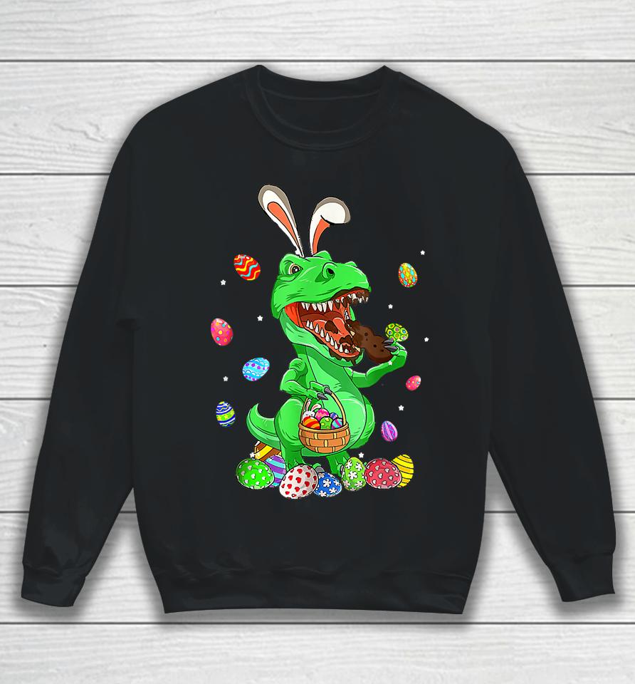 Candy Saurus Bunny Dinosaur Eating Chocolate Easter Candy Sweatshirt