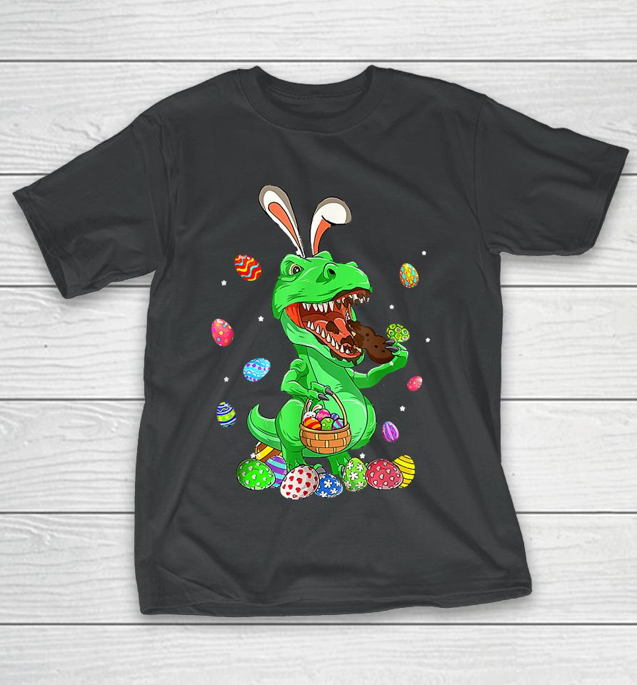 Candy Saurus Bunny Dinosaur Eating Chocolate Easter Candy T-Shirt