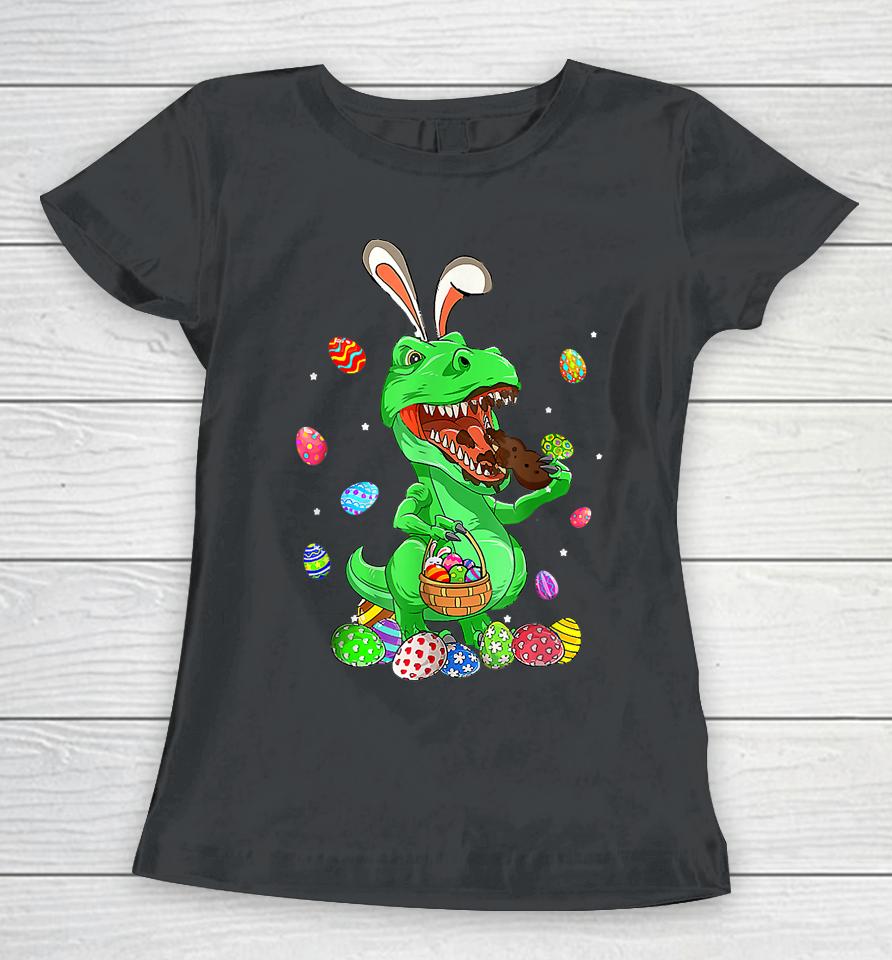 Candy Saurus Bunny Dinosaur Eating Chocolate Easter Candy Women T-Shirt