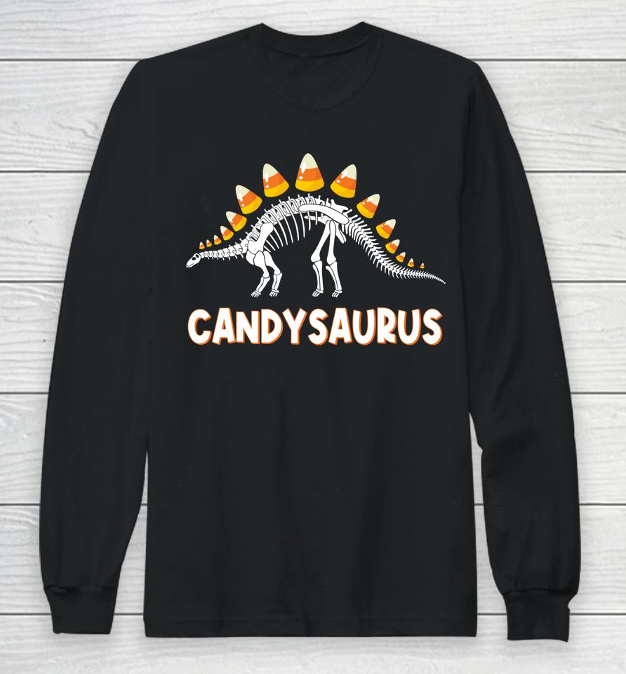Candysaurus Candy Corn Dinosaur Halloween Long Sleeve T-Shirt