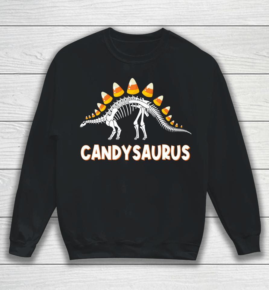 Candysaurus Candy Corn Dinosaur Halloween Sweatshirt
