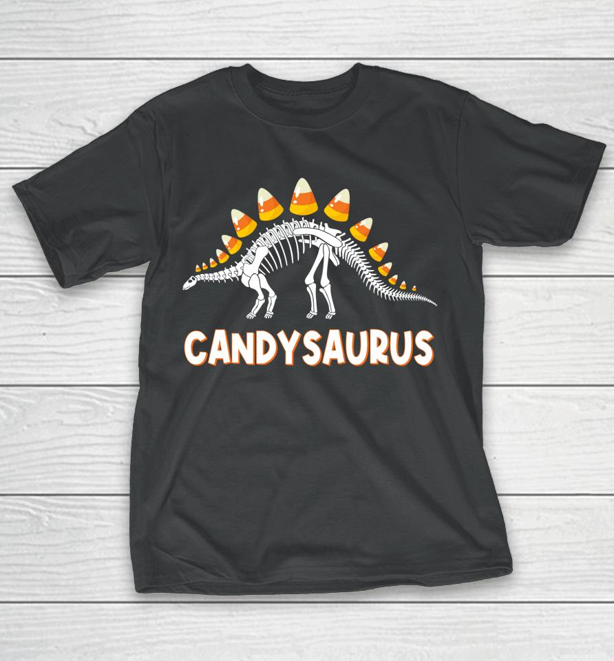 Candysaurus Candy Corn Dinosaur Halloween T-Shirt