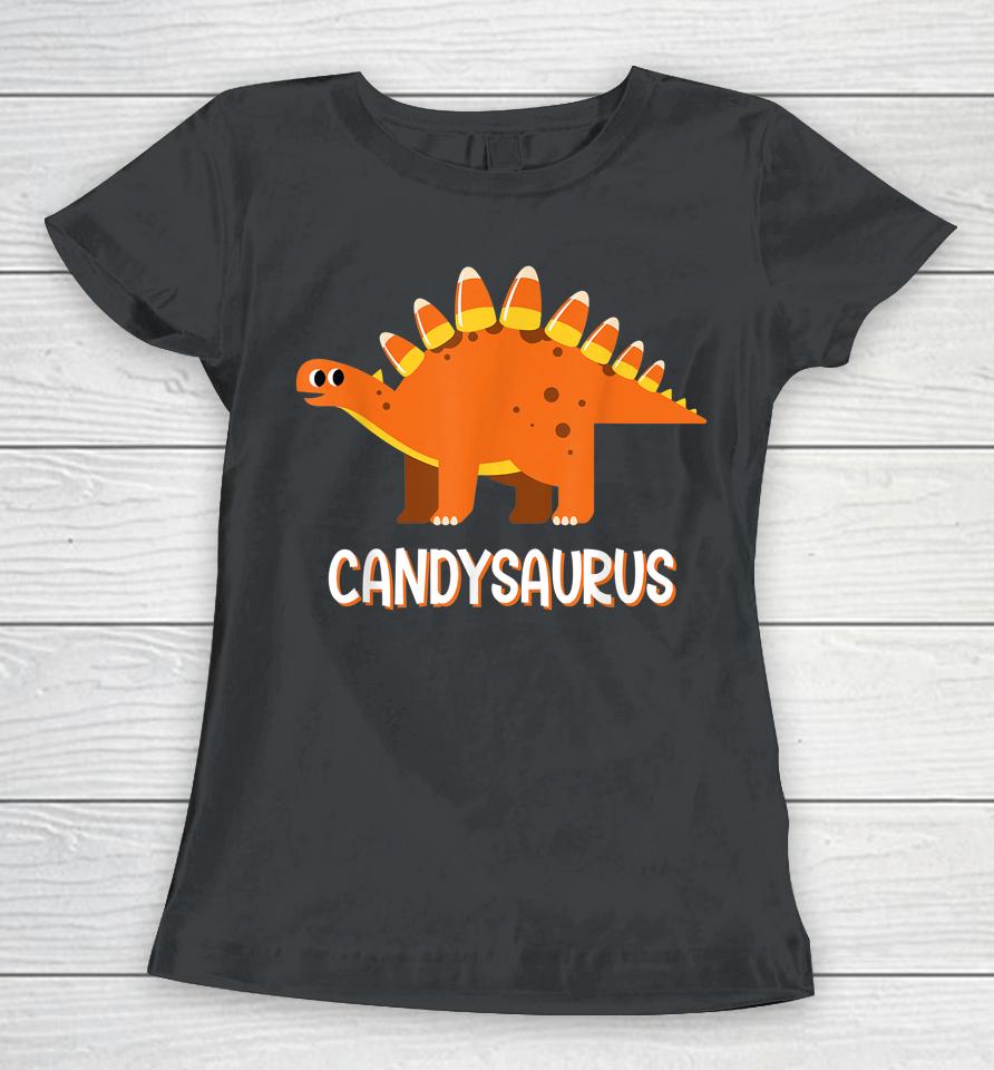 Candysaurus Candy Corn Dinosaur Halloween Women T-Shirt