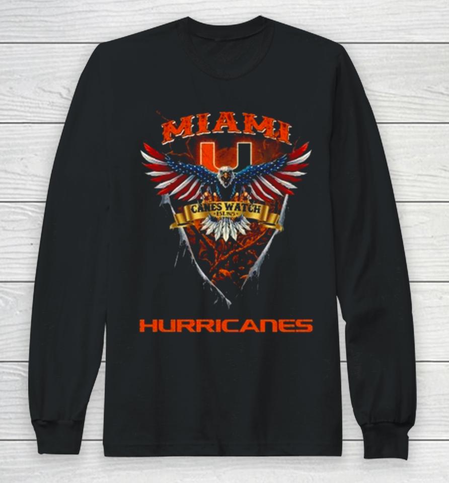 Canes Watch Miami Hurricanes Football Us Eagle Long Sleeve T-Shirt