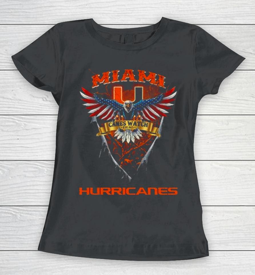 Canes Watch Miami Hurricanes Football Us Eagle Women T-Shirt