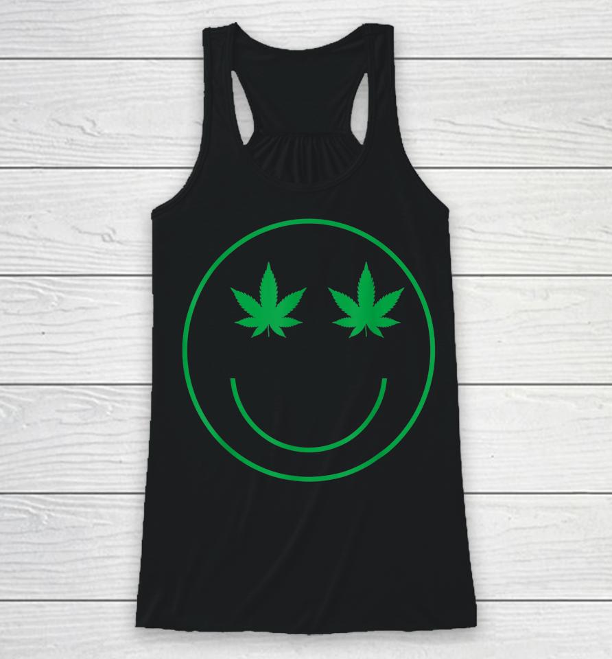 Cannabis Smile Green Cool 420 Marijuana Funny Weed Racerback Tank