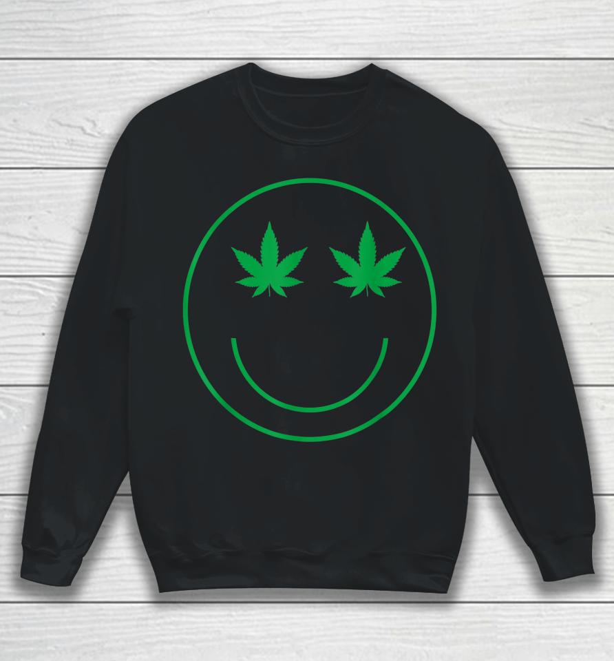 Cannabis Smile Green Cool 420 Marijuana Funny Weed Sweatshirt