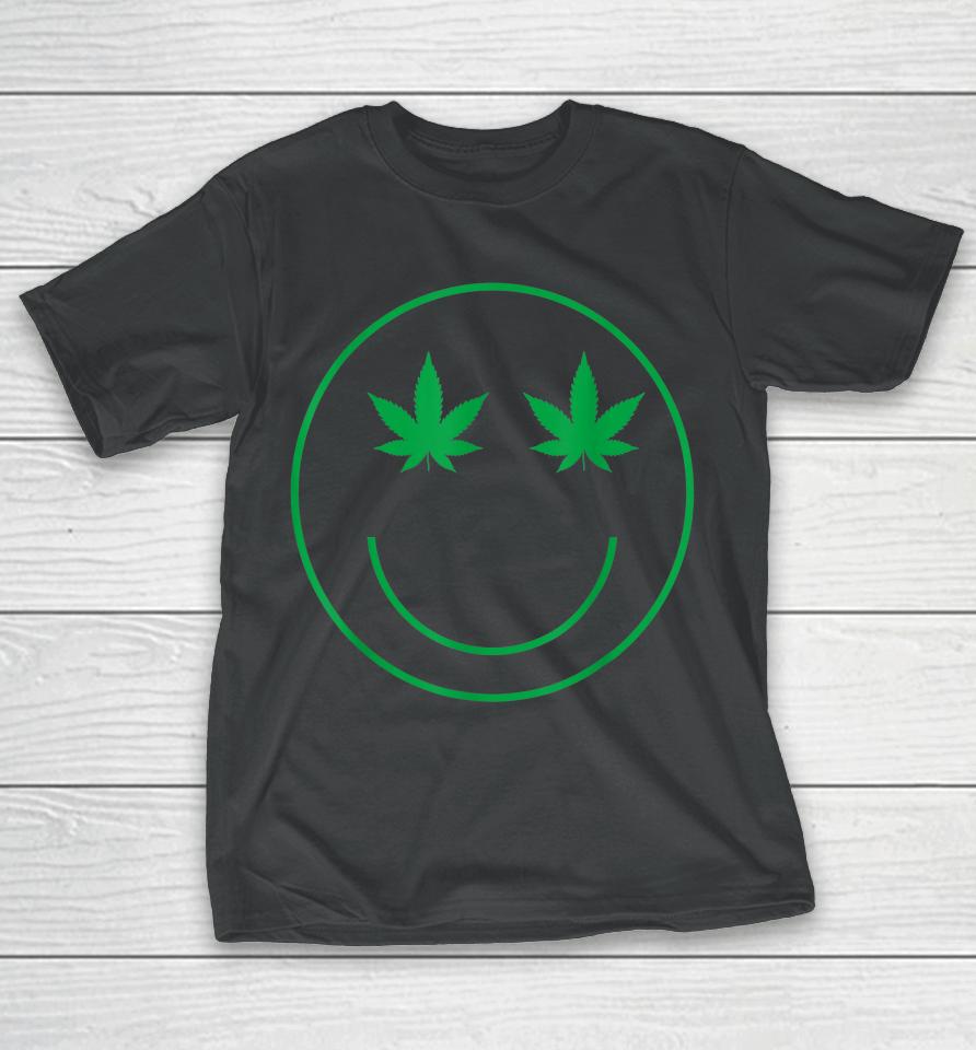 Cannabis Smile Green Cool 420 Marijuana Funny Weed T-Shirt