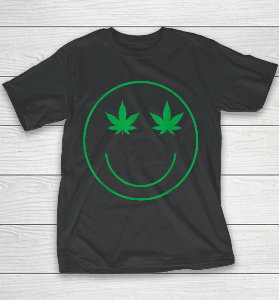 Cannabis Smile Green Cool 420 Marijuana Funny Weed Youth T-Shirt
