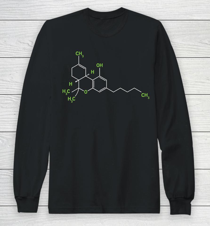 Cannabis Weed Pot Molecule Thc Marijuana Stoner Gift Long Sleeve T-Shirt