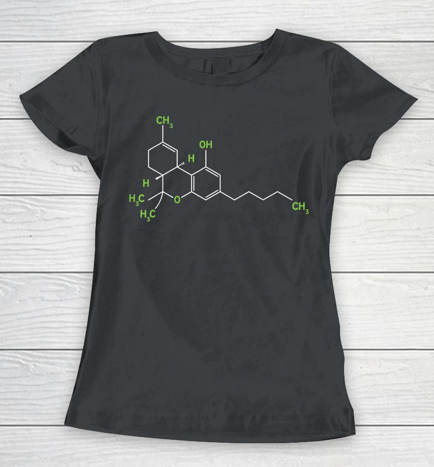 Cannabis Weed Pot Molecule Thc Marijuana Stoner Gift Women T-Shirt