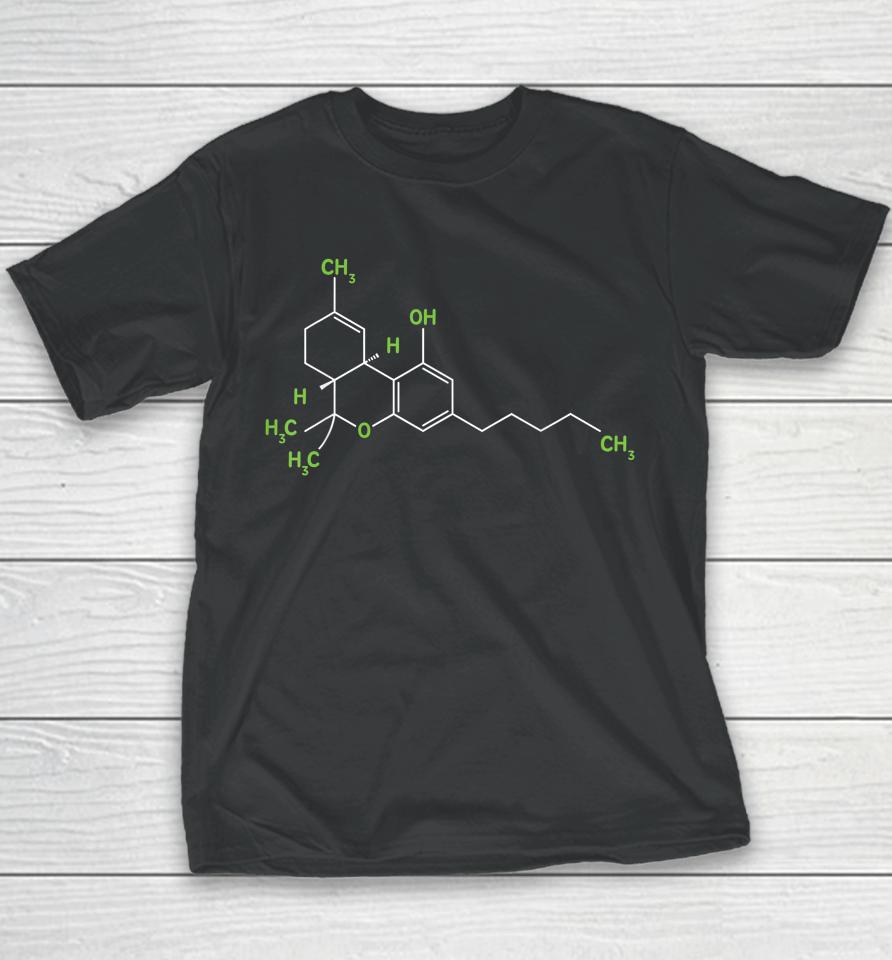 Cannabis Weed Pot Molecule Thc Marijuana Stoner Gift Youth T-Shirt