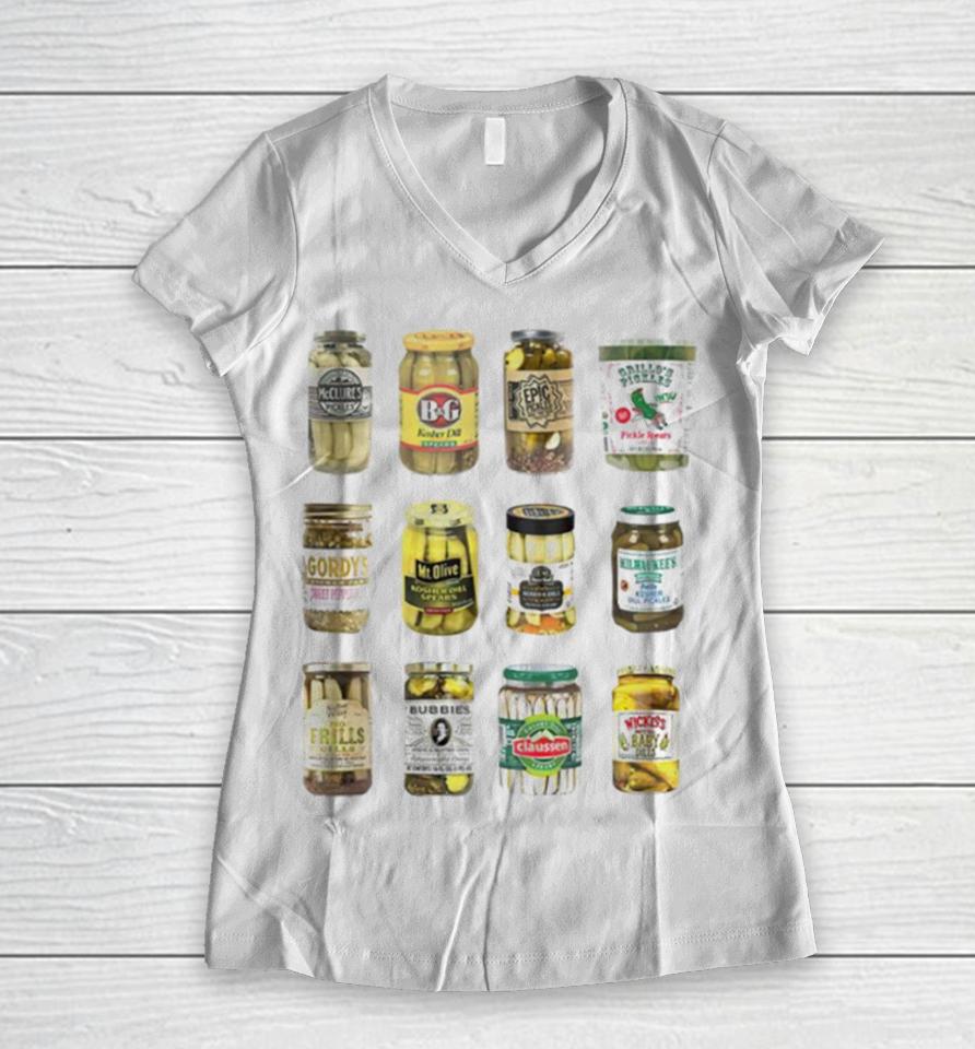 Canned Pickles Pickle Lovers Women V-Neck T-Shirt