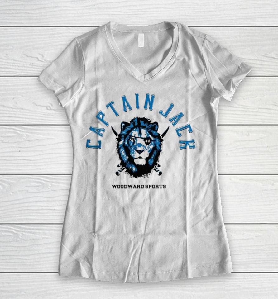 Captain Jack Woodward Sports Detroit Lions Women V-Neck T-Shirt