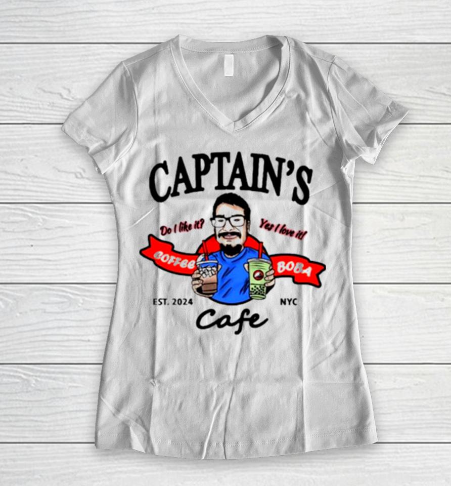 Captain’s Do You Like It Coffee Yet I Love It Boba Cafe Women V-Neck T-Shirt