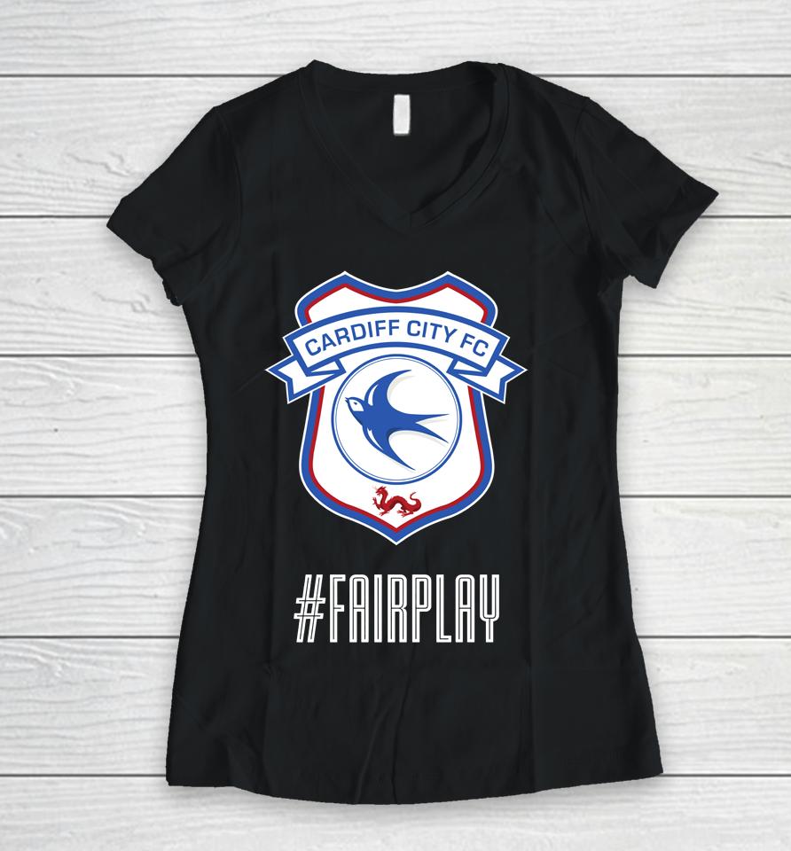 Cardiff City Fc Fair Play Women V-Neck T-Shirt