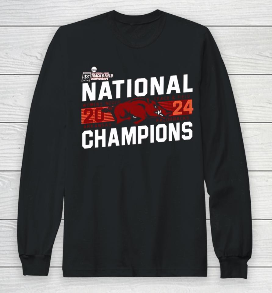 Cardinal Arkansas Razorbacks 2024 Ncaa Women’s Indoor Track &Amp; Field National Champions Long Sleeve T-Shirt
