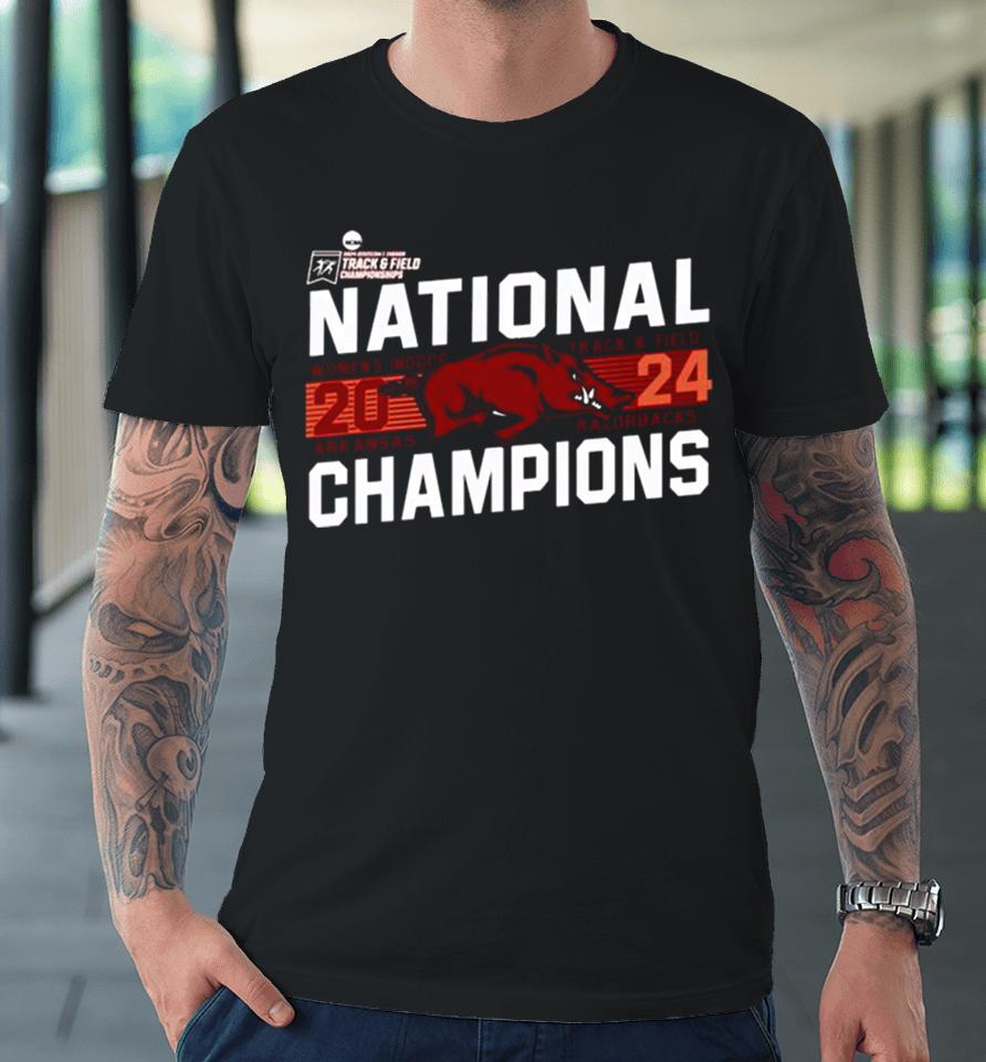 Cardinal Arkansas Razorbacks 2024 Ncaa Women’s Indoor Track &Amp; Field National Champions Premium T-Shirt