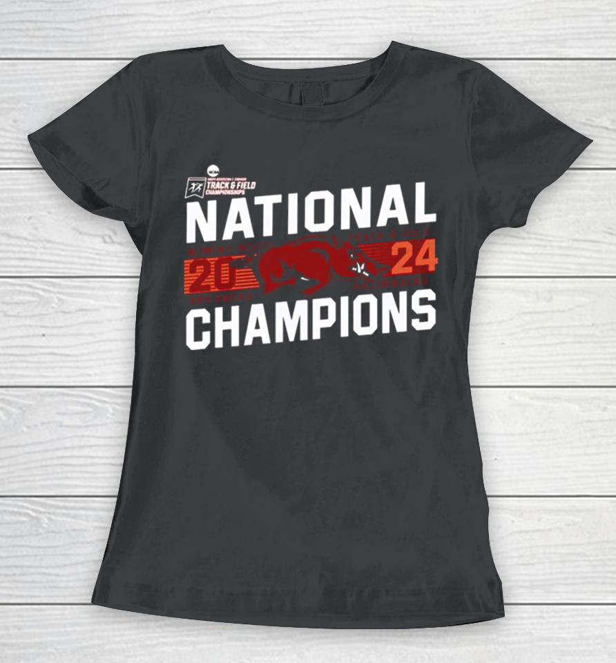 Cardinal Arkansas Razorbacks 2024 Ncaa Women’s Indoor Track &Amp; Field National Champions Women T-Shirt