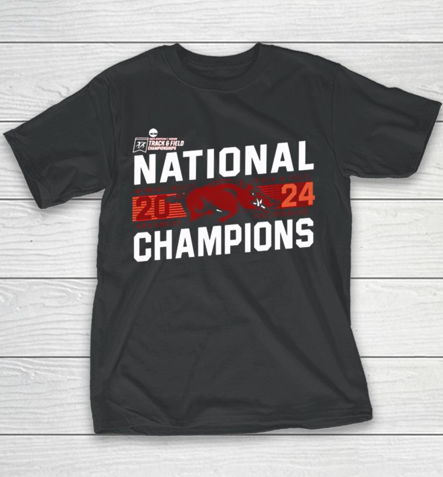 Cardinal Arkansas Razorbacks 2024 Ncaa Women’s Indoor Track &Amp; Field National Champions Youth T-Shirt