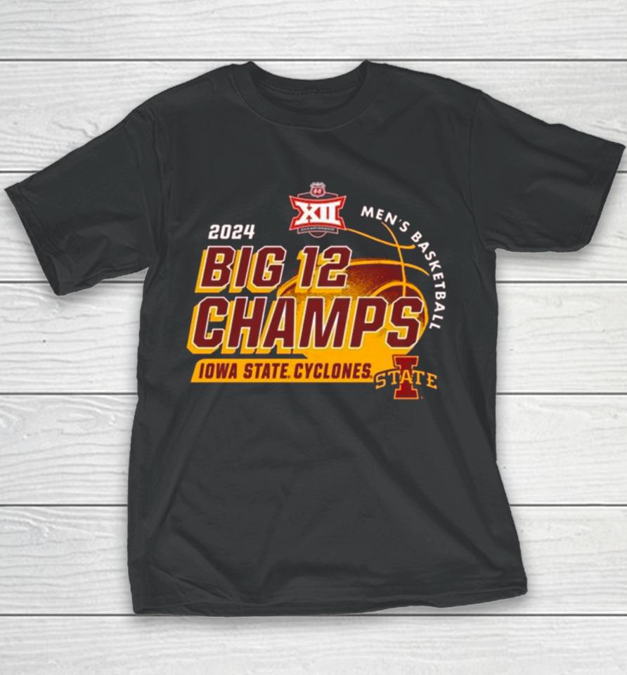 Cardinal Iowa State Cyclones 2024 Big 12 Men’s Basketball Conference Tournament Champions Locker Room Youth T-Shirt