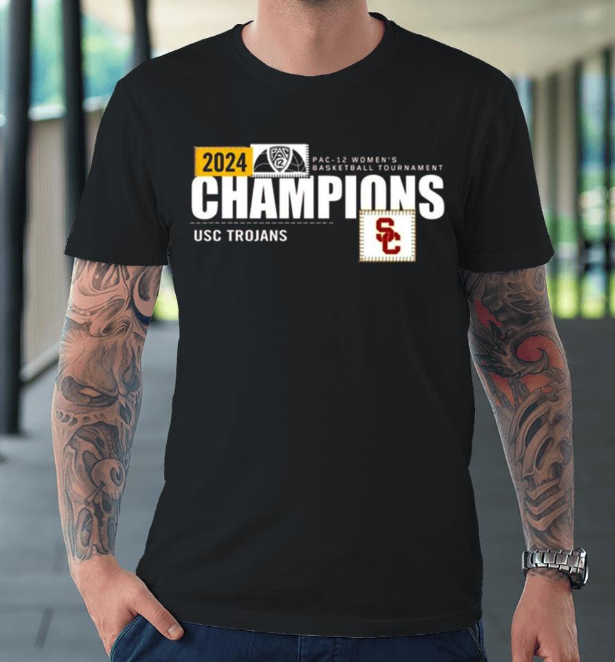 Cardinal Usc Trojans 2024 Pac 12 Women’s Basketball Conference Tournament Champions Locker Room Premium T-Shirt