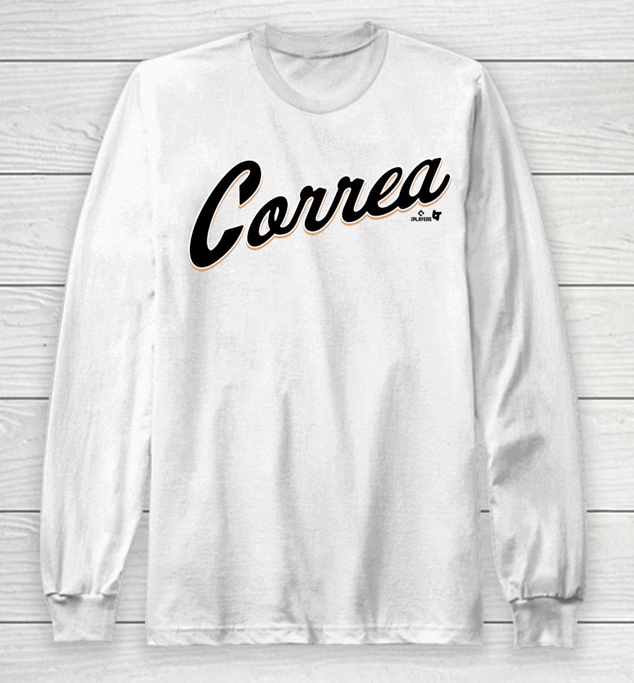 Carlos Correa San Francisco Correa Script Long Sleeve T-Shirt