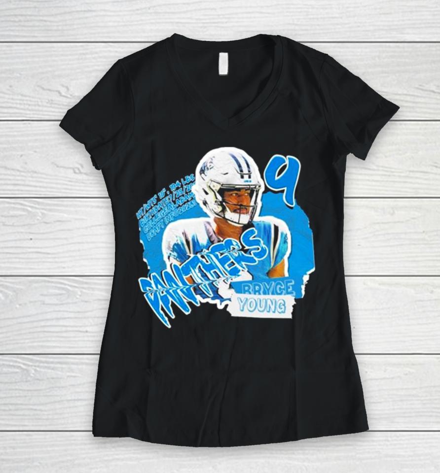 Carolina Panthers Bryce Young Football Paper Women V-Neck T-Shirt