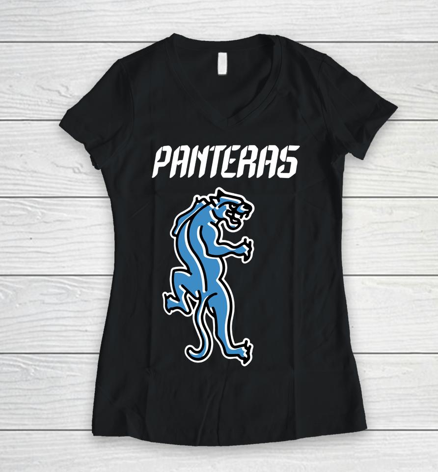 Carolina Panthers Fanatics Branded Nfl Por La Cultura Panteras Women V-Neck T-Shirt