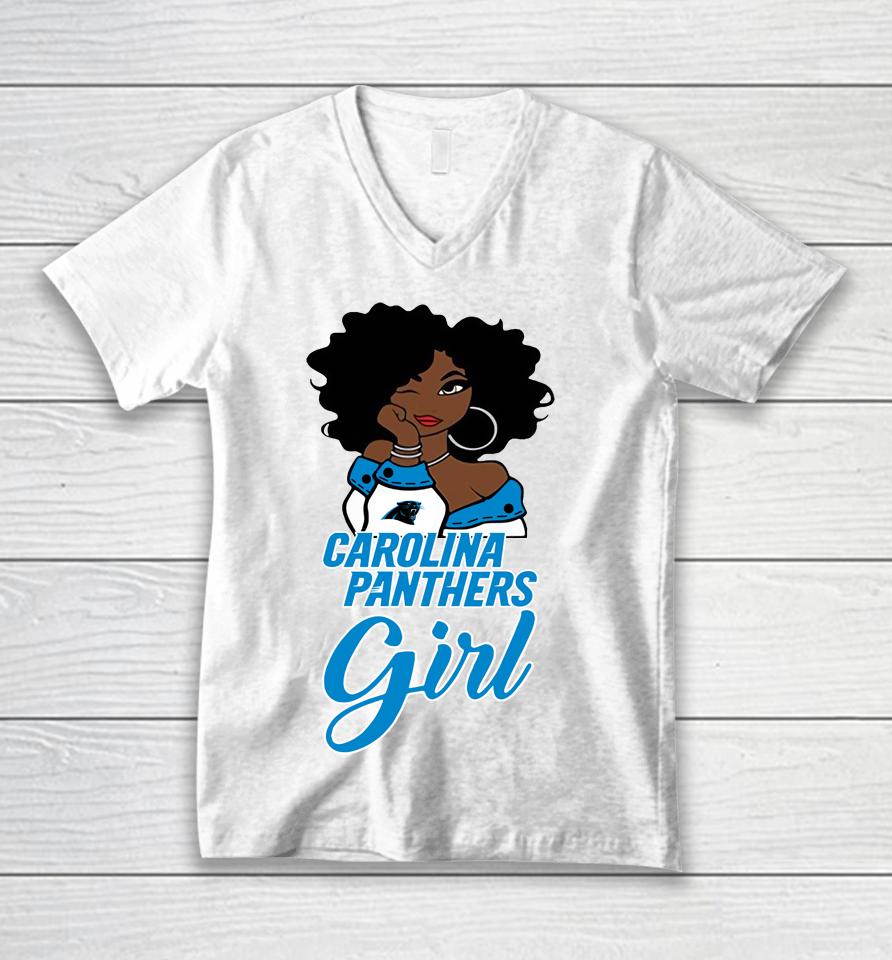 Carolina Panthers Girl Nfl Unisex V-Neck T-Shirt