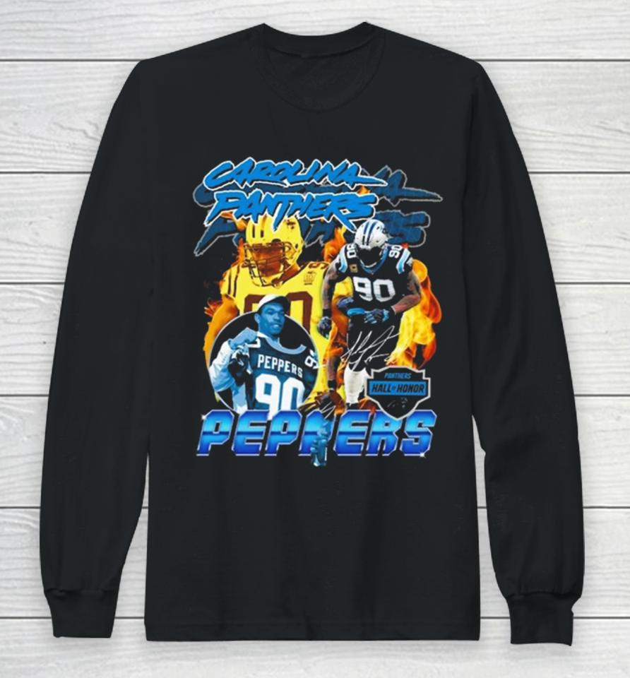 Carolina Panthers Julius Peppers Mitchell And Ness 2023 Hall Of Honor Signature Long Sleeve T-Shirt