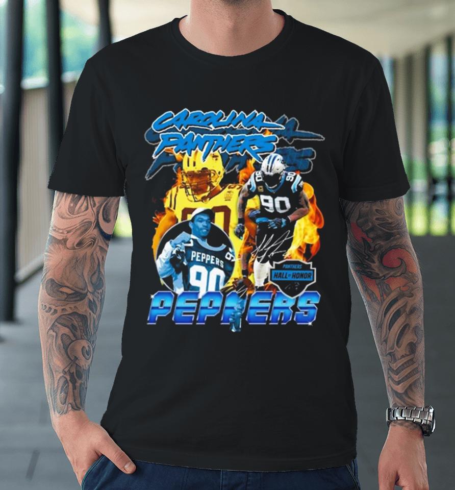 Carolina Panthers Julius Peppers Mitchell And Ness 2023 Hall Of Honor Signature Premium T-Shirt