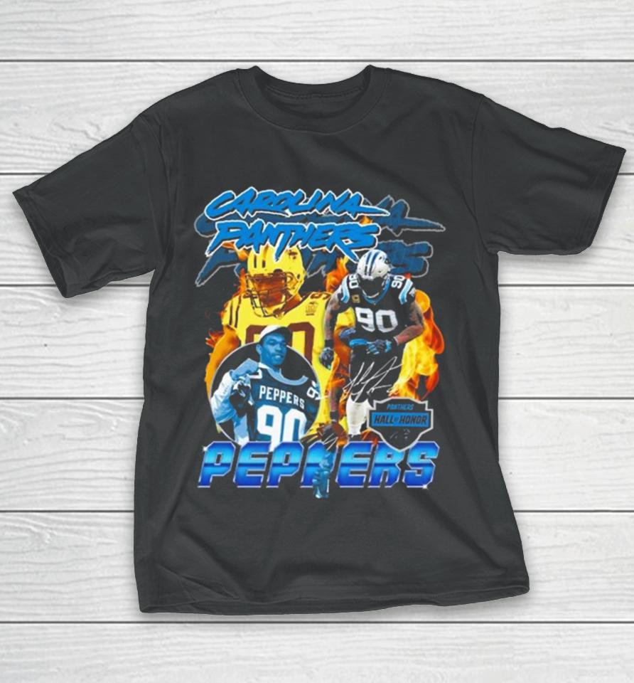 Carolina Panthers Julius Peppers Mitchell And Ness 2023 Hall Of Honor Signature T-Shirt