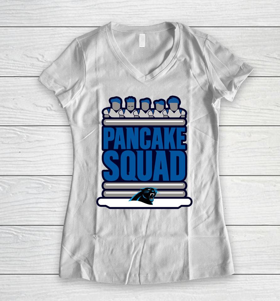 Carolina Panthers Keep Pounding Pancake Squad Women V-Neck T-Shirt