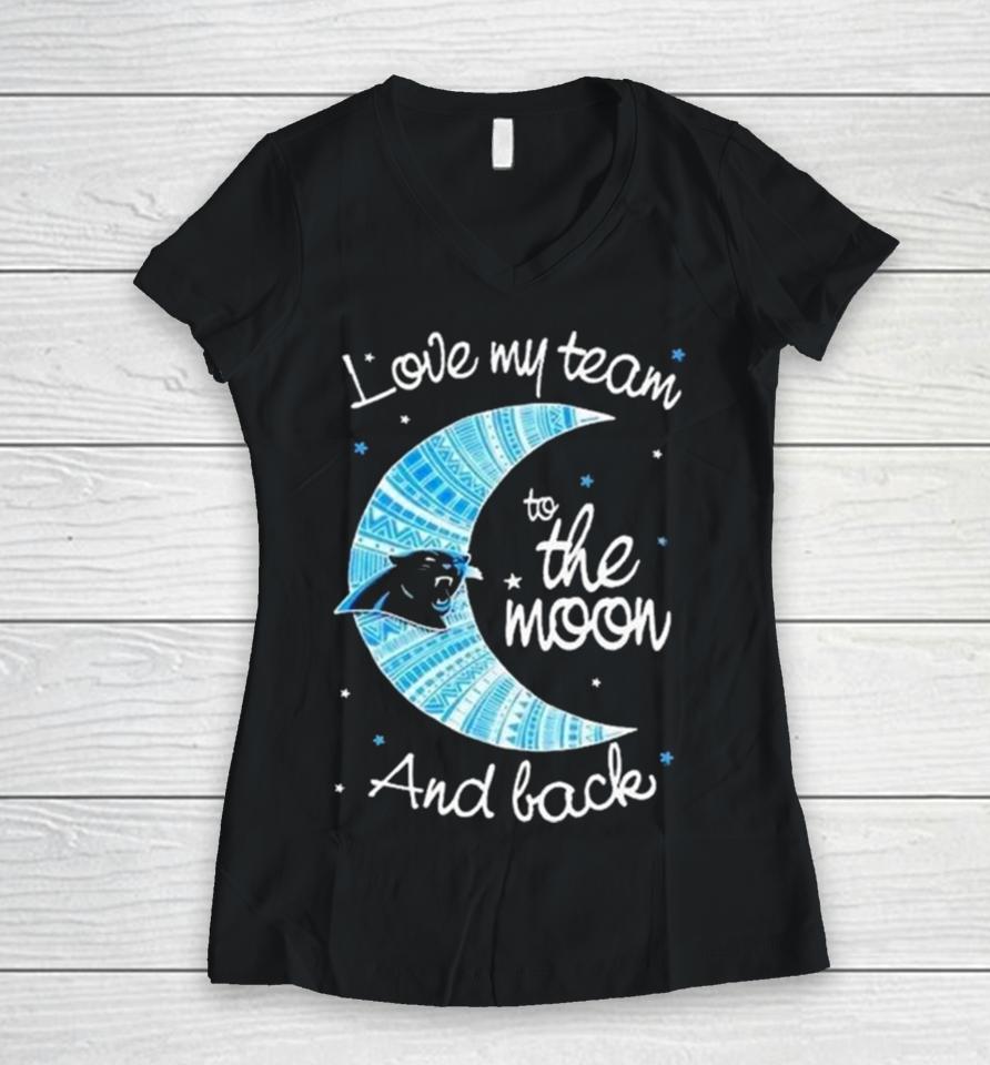 Carolina Panthers Nfl I Love My Team To The Moon And Back Women V-Neck T-Shirt