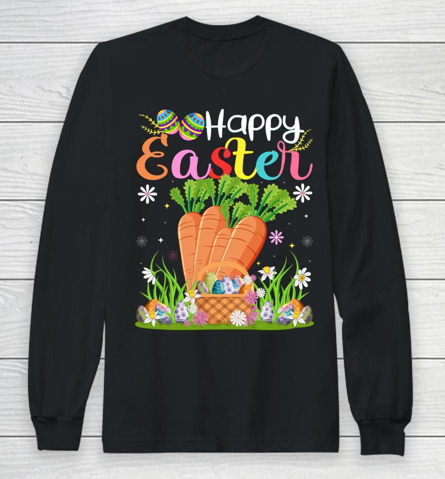 Carrot Bunny Egg Hunting Funny Carrot Happy Easter Long Sleeve T-Shirt