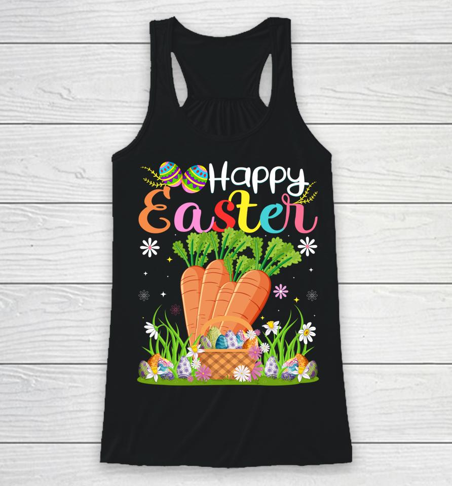 Carrot Bunny Egg Hunting Funny Carrot Happy Easter Racerback Tank