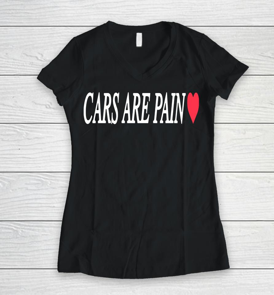 Cars Are Pain Donut Media Women V-Neck T-Shirt